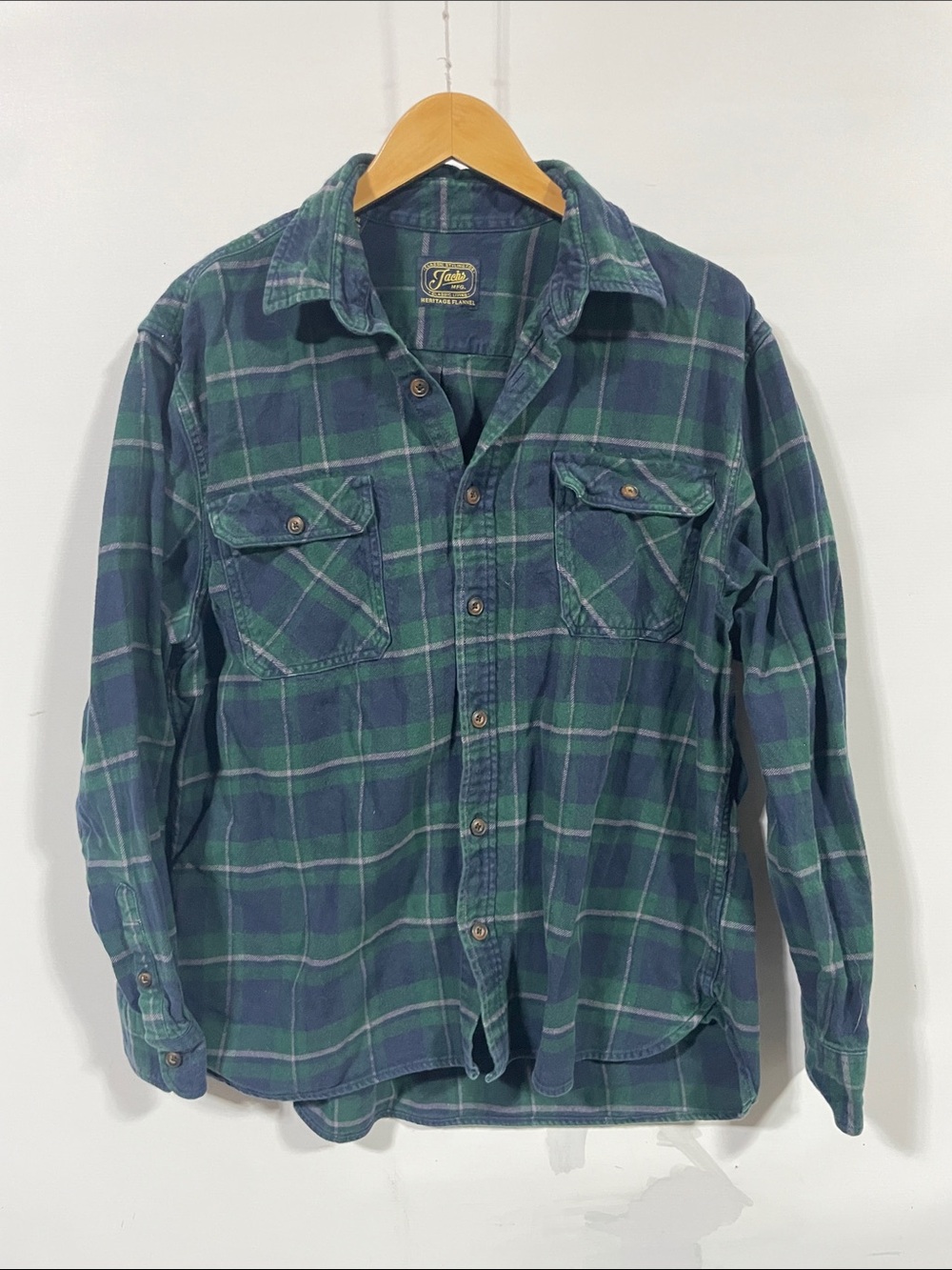 Jachs Green and Navy Plaid Casual Button-Down Shirt